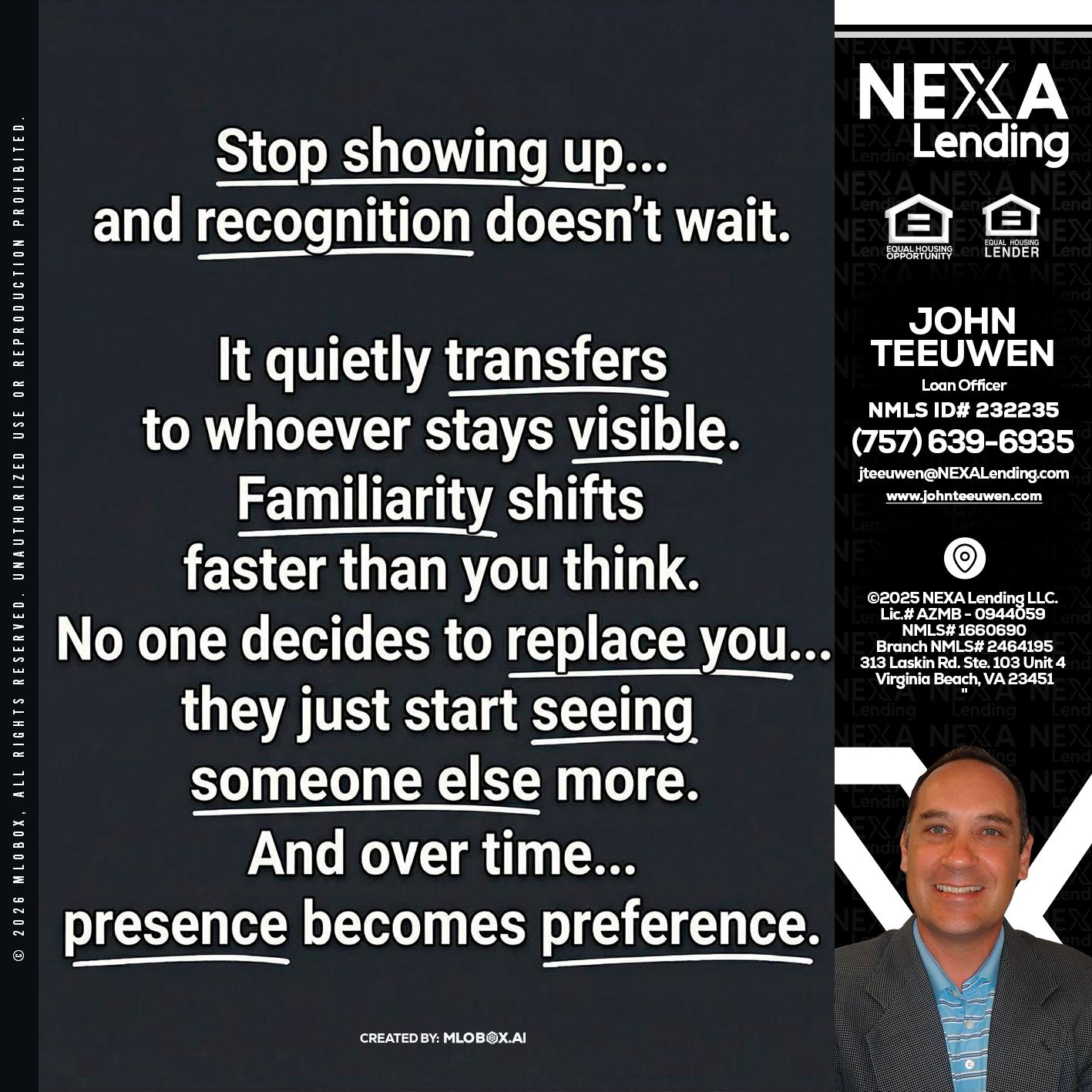 STOP SHOWING - John Teeuwen -Loan Officer