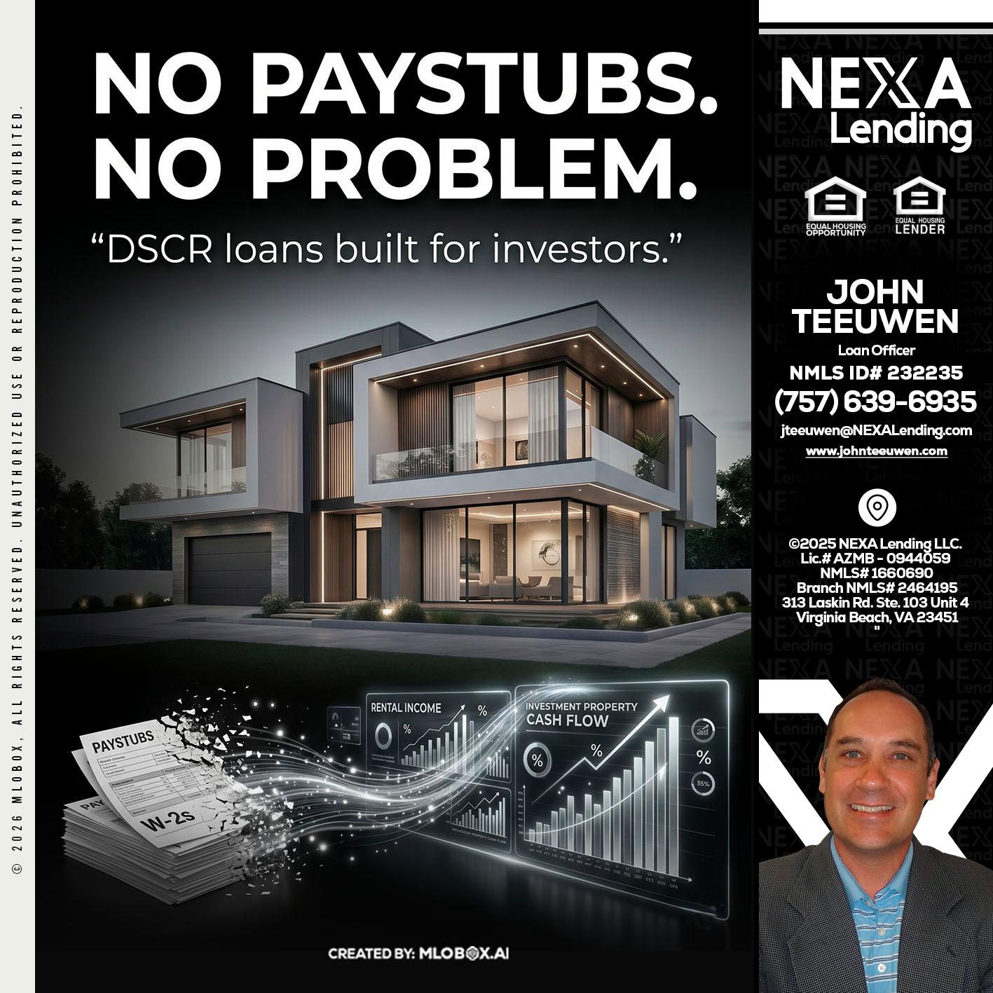 no paystub - John Teeuwen -Loan Officer