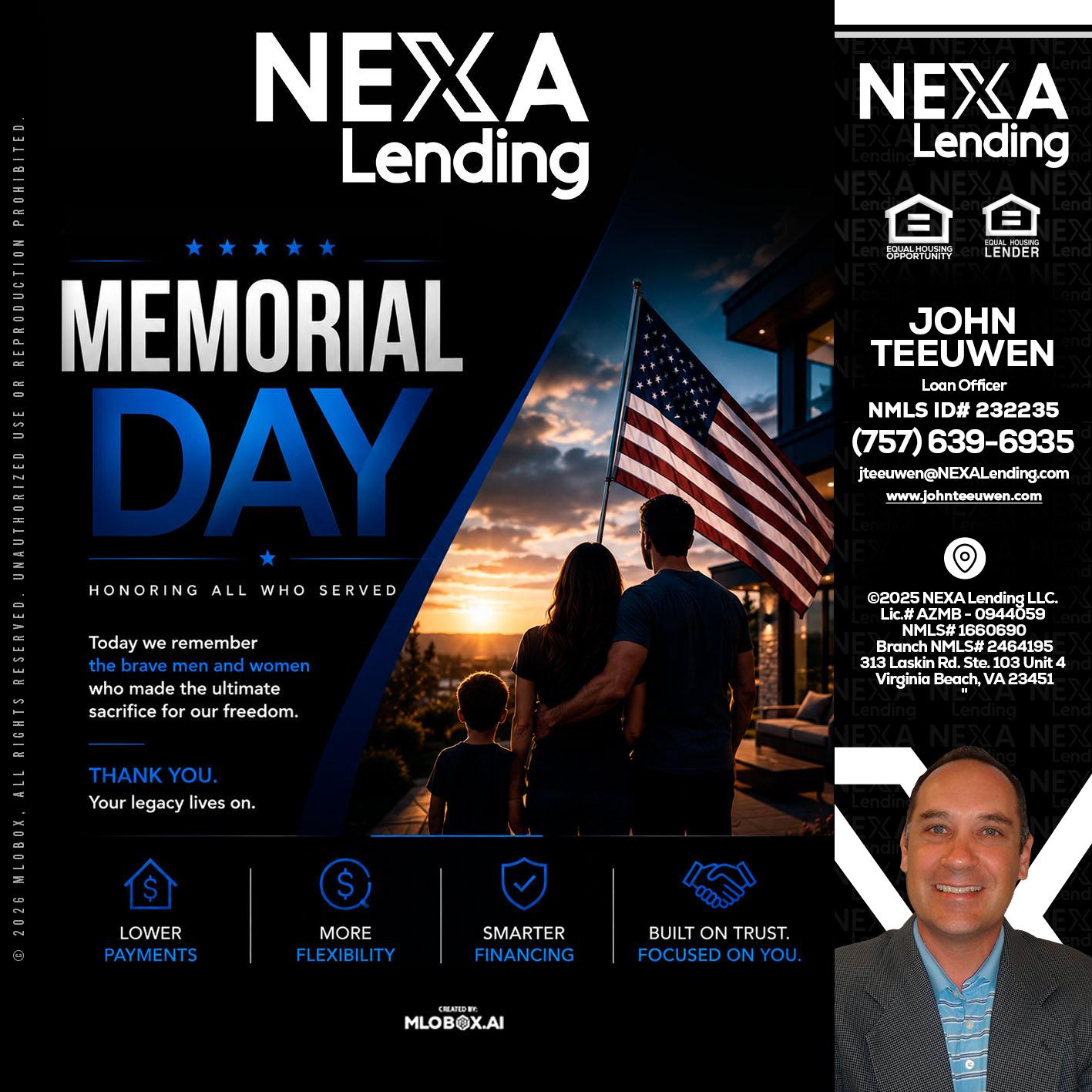 MEMORIAL DAY - John Teeuwen -Loan Officer
