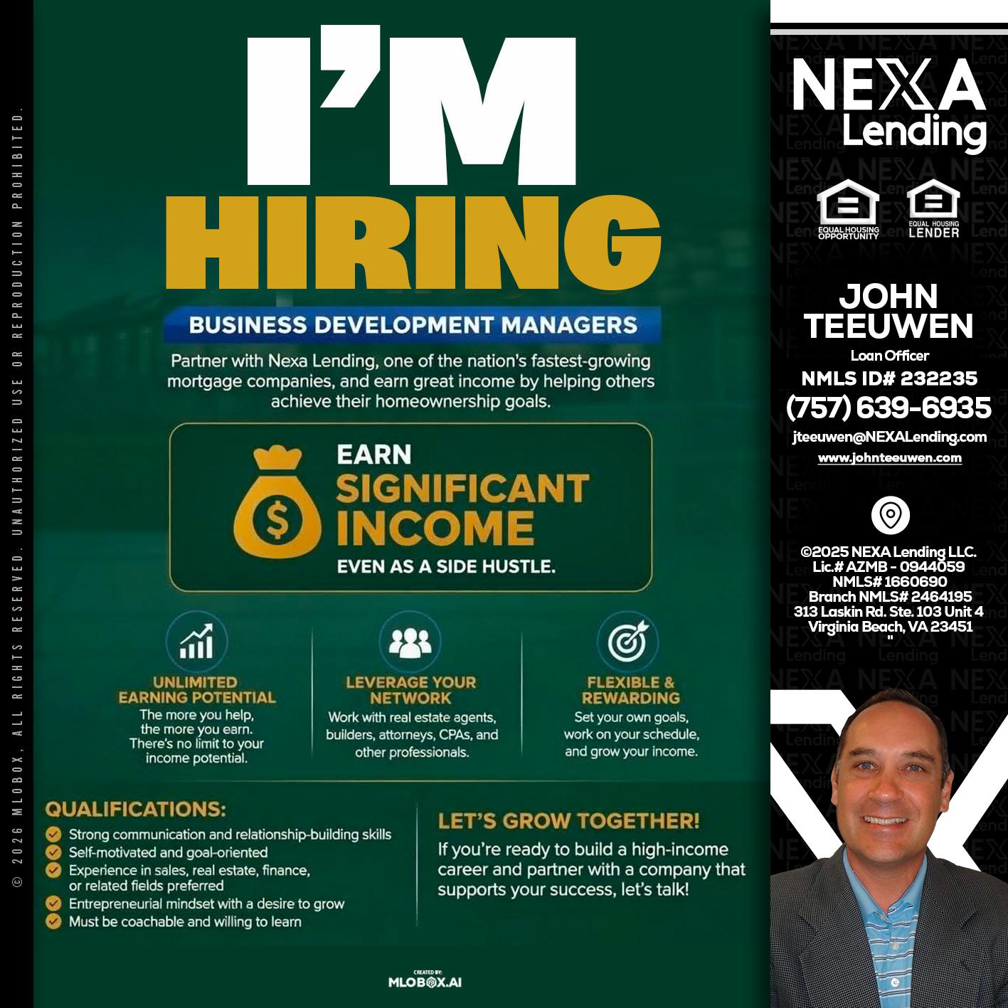 IM HIRING - John Teeuwen -Loan Officer