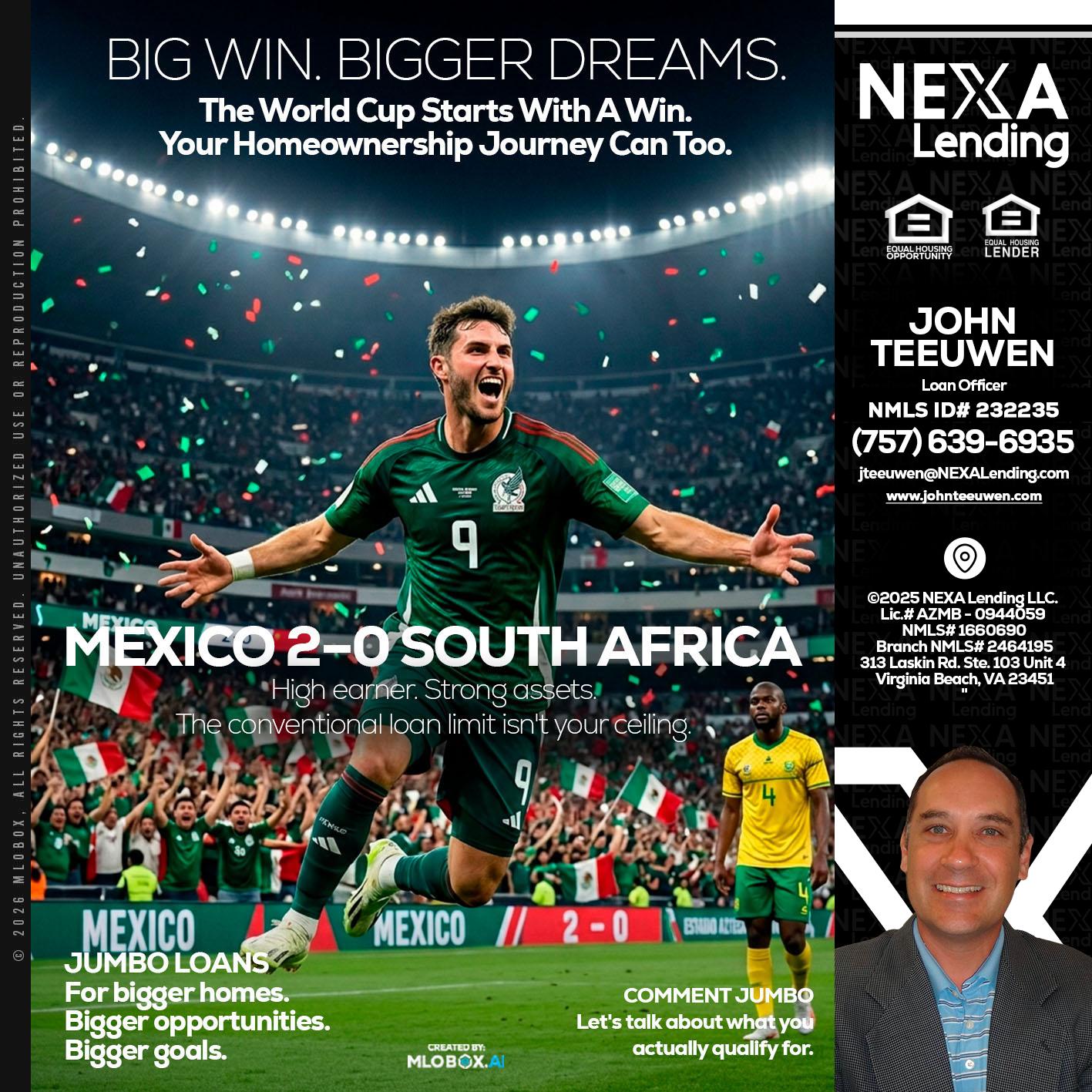 MEXICO 2-0 SOUTH AFRICA - John Teeuwen -Loan Officer