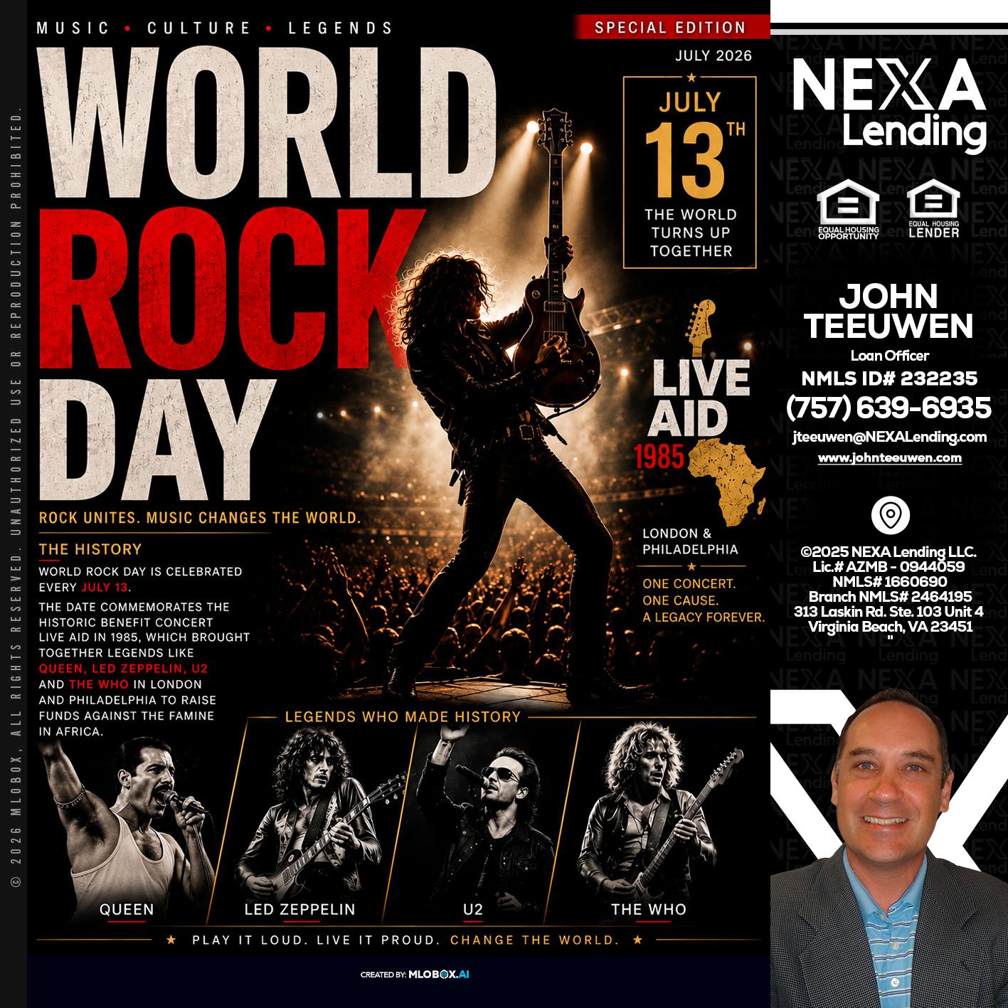 WORLD ROCK MUSIC DAY - John Teeuwen -Loan Officer