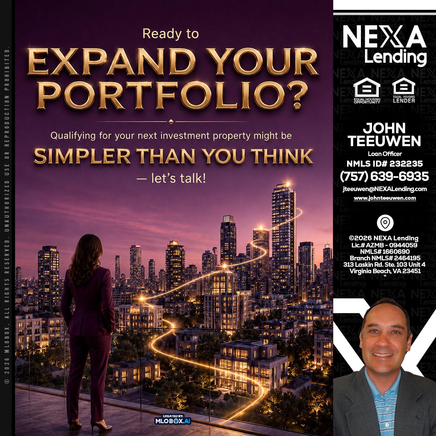 EXPAND YOUR PORTFOLIO - John Teeuwen -Loan Officer